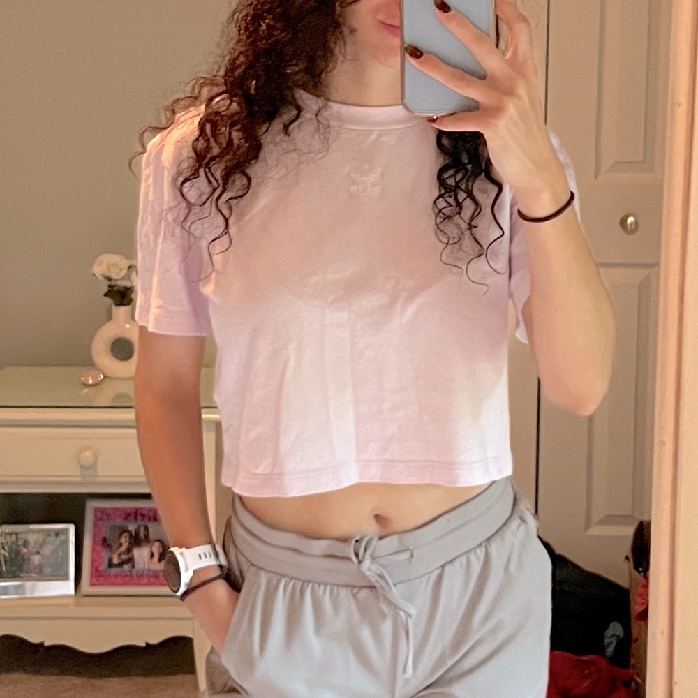 Women's light pink adidas top